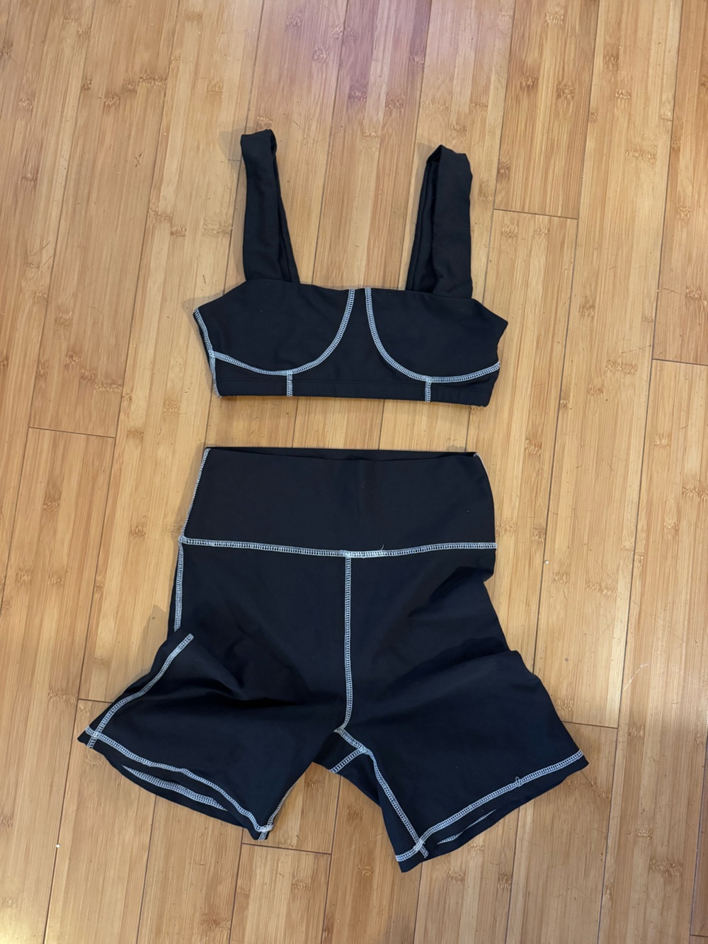 WeWoreWhat Black Athletic Shorts with Contrast Stitching
